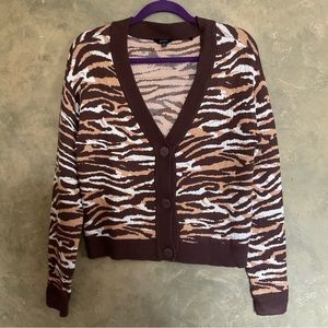 Buffalo David Bitton Tiger Print V-neck Cardigan